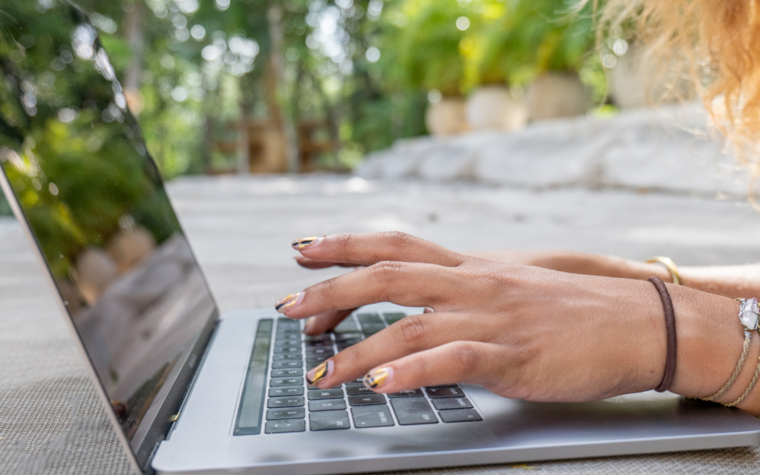 A close up of hands typing on a laptop. Contact an online therapist in North Carolina to learn more about the benefits of online therapy in North Carolina. Search for a New Bern therapist to learn more today.