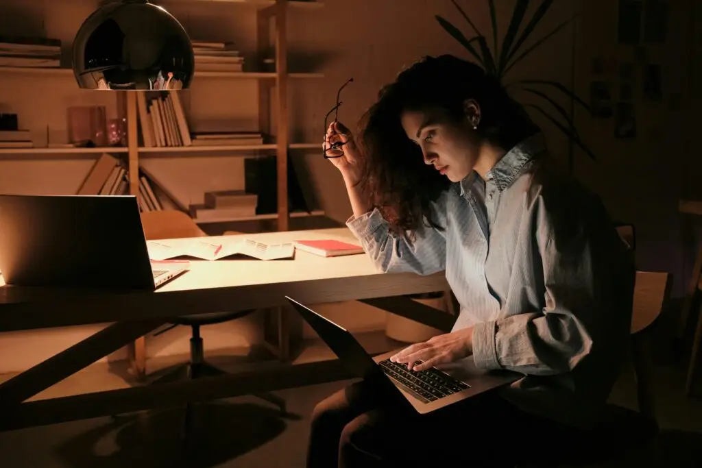 woman working late