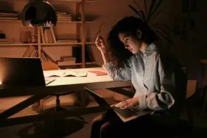woman working late
