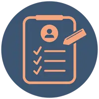 orange image of a form on a blue background