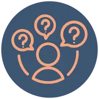 orange image of a person with question marks on a blue background