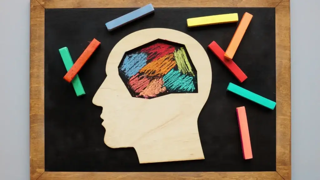 Illustration representing neurodivergence and mental health with colorful brain segments