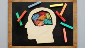 Illustration representing neurodivergence and mental health with colorful brain segments