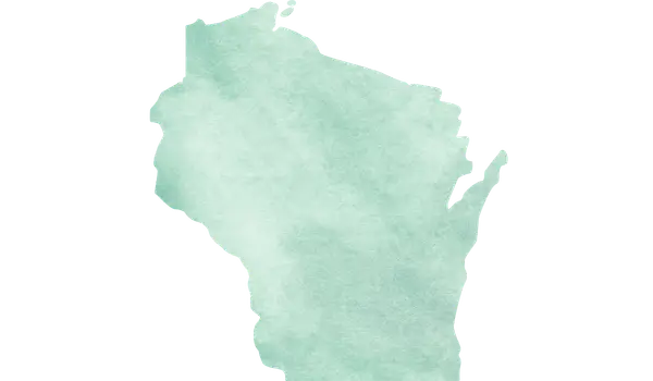 Wisconsin outline representing online counseling services