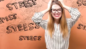 visual representation of stress and overwhelm with racing thoughts and mental fatigue
